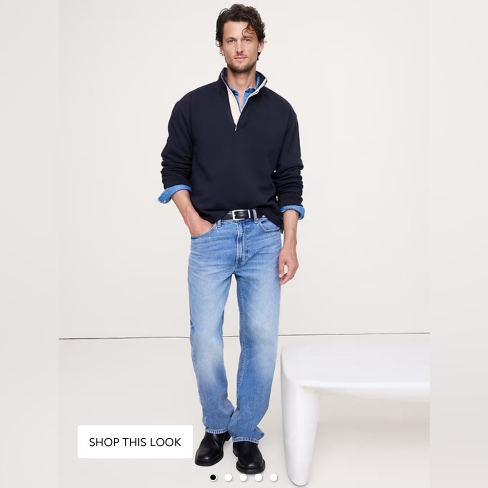 $120 Banana Republic TERRY MOCK-NECK SWEATSHIRT Sweater Mens Size LT NWOT